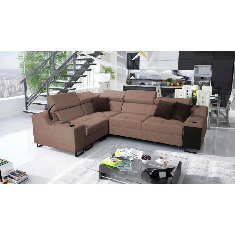 Avanti II corner sofa with a sleeping function and a lamp with a USB port, fabric Sawana 25 Avanti II corner sofa with a sleeping function and a lamp with a USB port, fabric Sawana 25