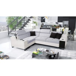 Avanti II corner sofa with a sleeping function and a lamp with a USB port in Sawana 84 fabric