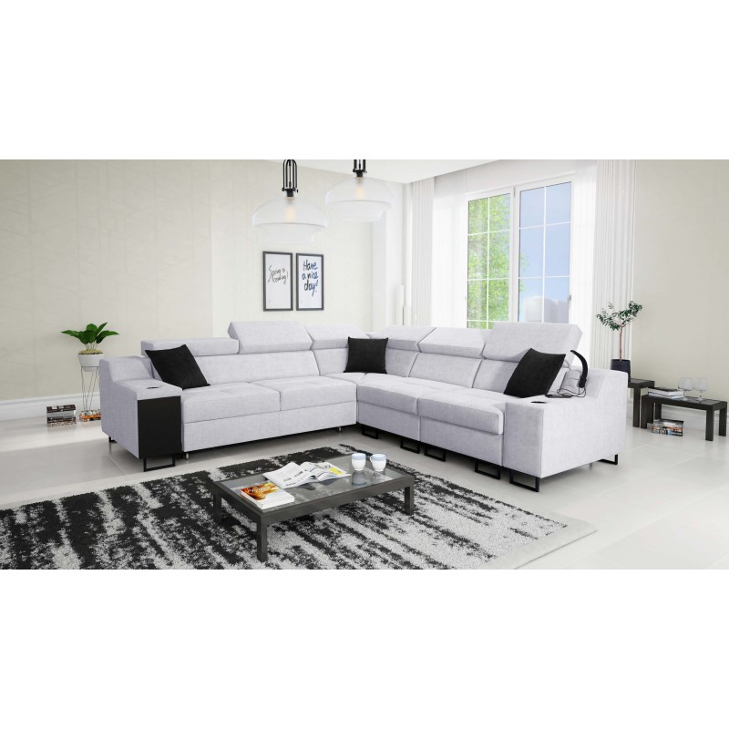 Avanti III corner sofa with a sleeping function and a lamp with a USB port, fabric Sawana 84 Avanti III corner sofa with a sleeping function and a lamp with a USB port, fabric Sawana 84