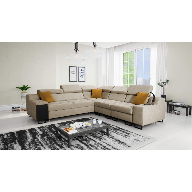 Avanti III corner sofa with sleeping function and lamp with USB port, fabric Whisper 3 Avanti III corner sofa with sleeping function and lamp with USB port, fabric Whisper 3