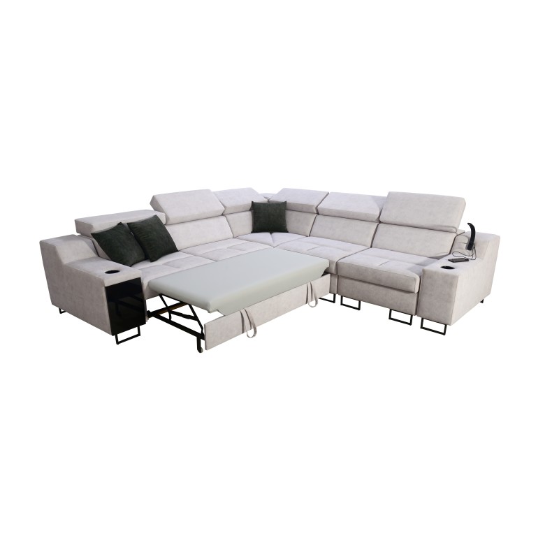 Avanti III corner sofa with a sleeping function and a lamp with a USB port, fabric Whisper 9 Avanti III corner sofa with a sleeping function and a lamp with a USB port, fabric Whisper 9