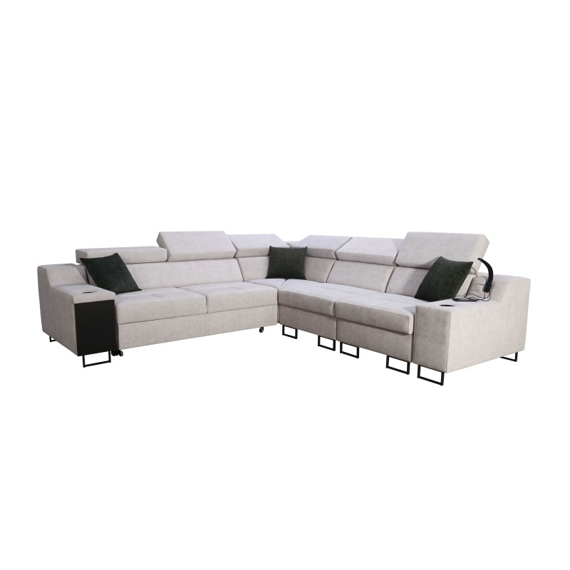 Avanti III corner sofa with a sleeping function and a lamp with a USB port, fabric Whisper 9 Avanti III corner sofa with a sleeping function and a lamp with a USB port, fabric Whisper 9