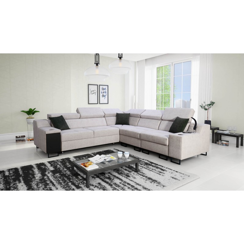 Avanti III corner sofa with a sleeping function and a lamp with a USB port, fabric Whisper 9 Avanti III corner sofa with a sleeping function and a lamp with a USB port, fabric Whisper 9