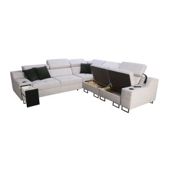 Avanti III corner sofa with a sleeping function and a lamp with a USB port, fabric Whisper 9 Avanti III corner sofa with a sleeping function and a lamp with a USB port, fabric Whisper 9