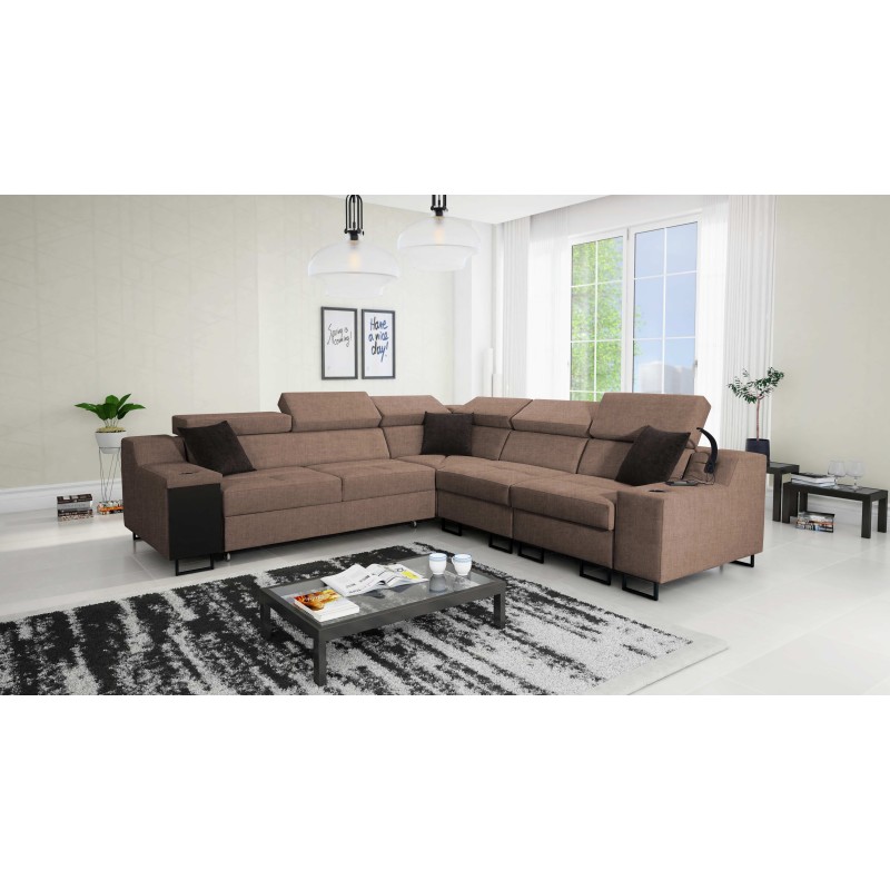Avanti III corner sofa with a sleeping function and a lamp with a USB port, fabric Sawana 25 Avanti III corner sofa with a sleeping function and a lamp with a USB port, fabric Sawana 25