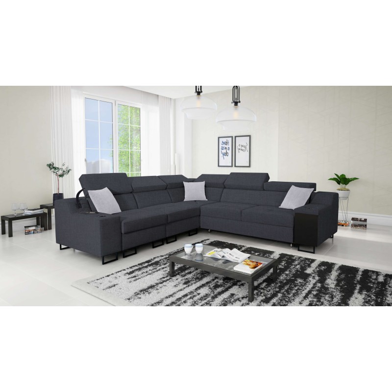 Avanti III corner sofa with a sleeping function and a lamp with a USB port, fabric Sawana 96. Avanti III corner sofa with a sleeping function and a lamp with a USB port, fabric Sawana 96.