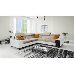 The Avanti III corner sofa with a sleeping function and a lamp with a USB port in Whisper 3 fabric + Eco-leather