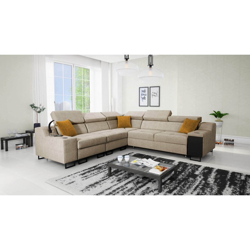 Avanti III corner sofa with sleeping function and lamp with USB port, fabric Whisper 3 Avanti III corner sofa with sleeping function and lamp with USB port, fabric Whisper 3