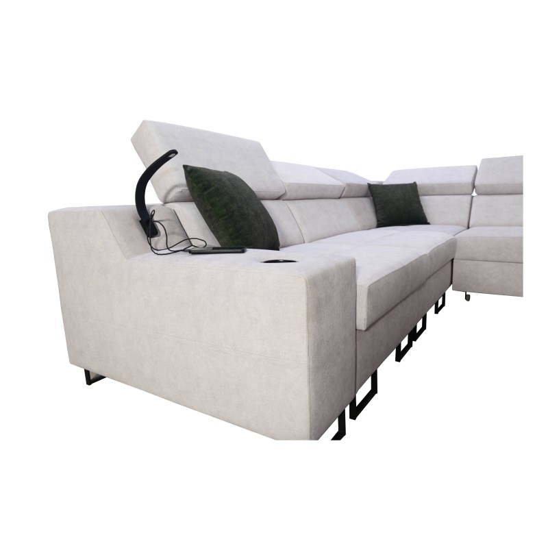 Avanti III corner sofa with a sleeping function and a lamp with a USB port, fabric Whisper 9 Avanti III corner sofa with a sleeping function and a lamp with a USB port, fabric Whisper 9