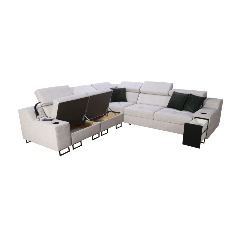 Avanti III corner sofa with a sleeping function and a lamp with a USB port, fabric Whisper 9 Avanti III corner sofa with a sleeping function and a lamp with a USB port, fabric Whisper 9