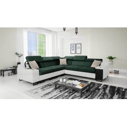Avanti III corner sofa with a sleeping function and a lamp with a USB port, Whisper 11 fabric + Eco-leather