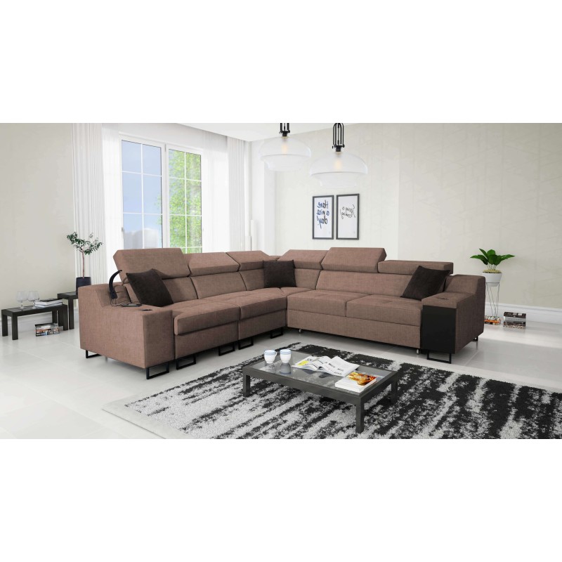 Avanti III corner sofa with a sleeping function and a lamp with a USB port, fabric Sawana 25 Avanti III corner sofa with a sleeping function and a lamp with a USB port, fabric Sawana 25