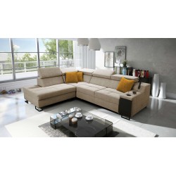 Avanti VII corner sofa with a sleeping function and a lamp with a USB port, fabric Whisper 3