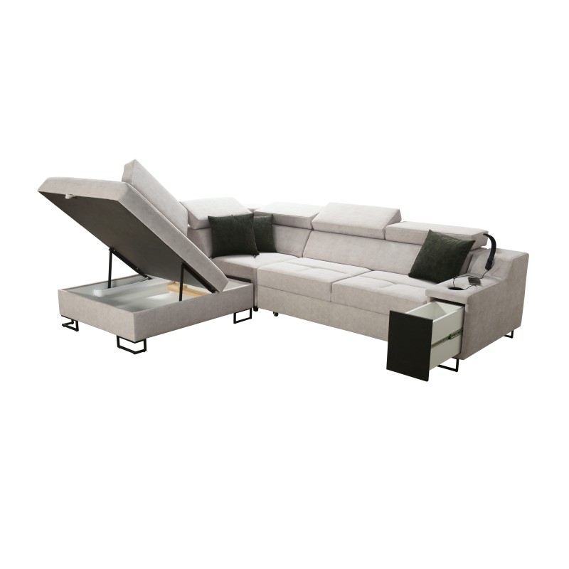 Avanti VII corner sofa with a sleeping function and a lamp with a USB port, fabric Whisper 3 Avanti VII corner sofa with a sleeping function and a lamp with a USB port, fabric Whisper 3