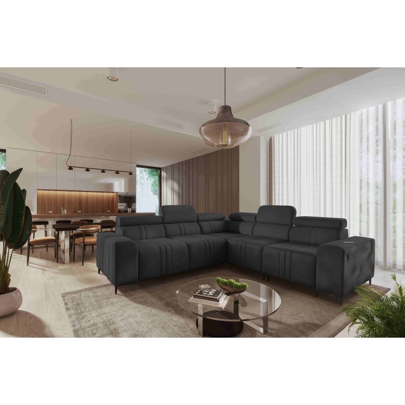 Verona III corner sofa with a sleeping function in Vena 20 velvet fabric – elegance and functionality in one piece of furniture Verona III corner sofa with a sleeping function in Vena 20 velvet fabric – elegance and functionality in one piece of furniture