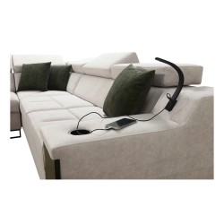 Narożnik Avanti VII z funkcją spania oraz lampką z portem usb tkanina Whisper 5 + Ecoskóra Narożnik Avanti VII z funkcją spania oraz lampką z portem usb tkanina Whisper 5 + Ecoskóra