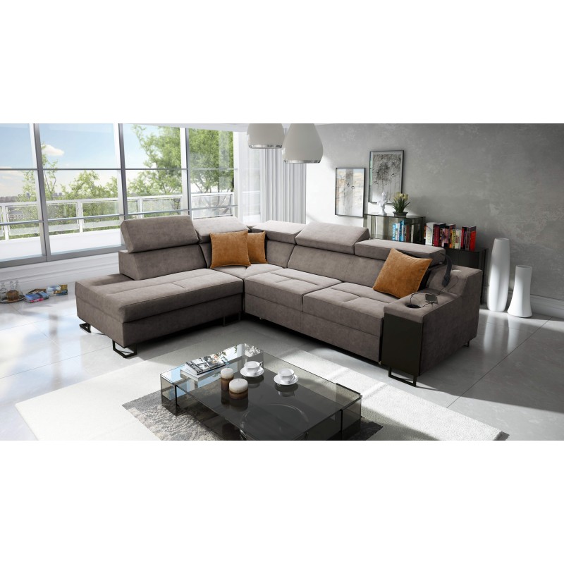 Avanti VII corner sofa with sleeping function and lamp with USB port, fabric Whisper 5 Avanti VII corner sofa with sleeping function and lamp with USB port, fabric Whisper 5
