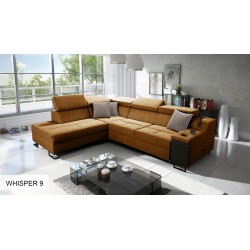 Avanti VII corner sofa with a sleeping function and a lamp with a USB port, fabric Whisper 9