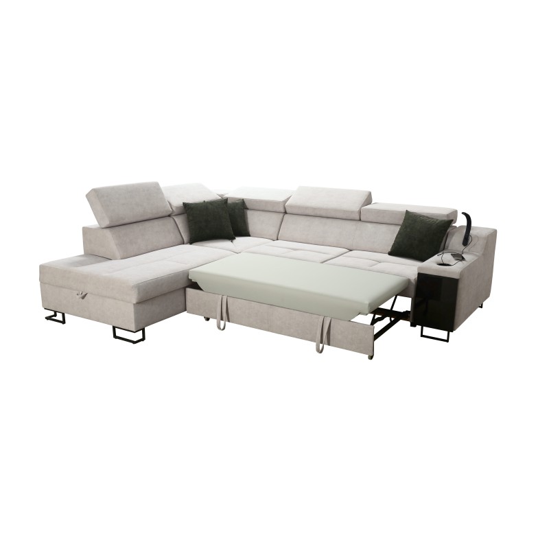Avanti VII corner sofa with a sleeping function and a lamp with a USB port, fabric Whisper 9 Avanti VII corner sofa with a sleeping function and a lamp with a USB port, fabric Whisper 9