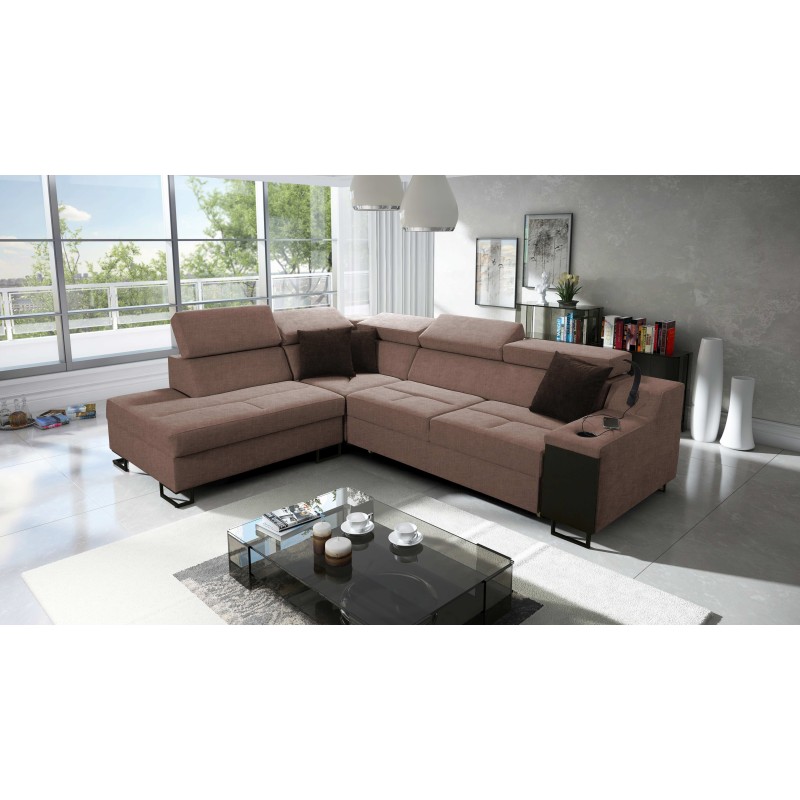 Avanti VII corner sofa with a sleeping function and a lamp with a USB port, fabric Sawana 25 Avanti VII corner sofa with a sleeping function and a lamp with a USB port, fabric Sawana 25