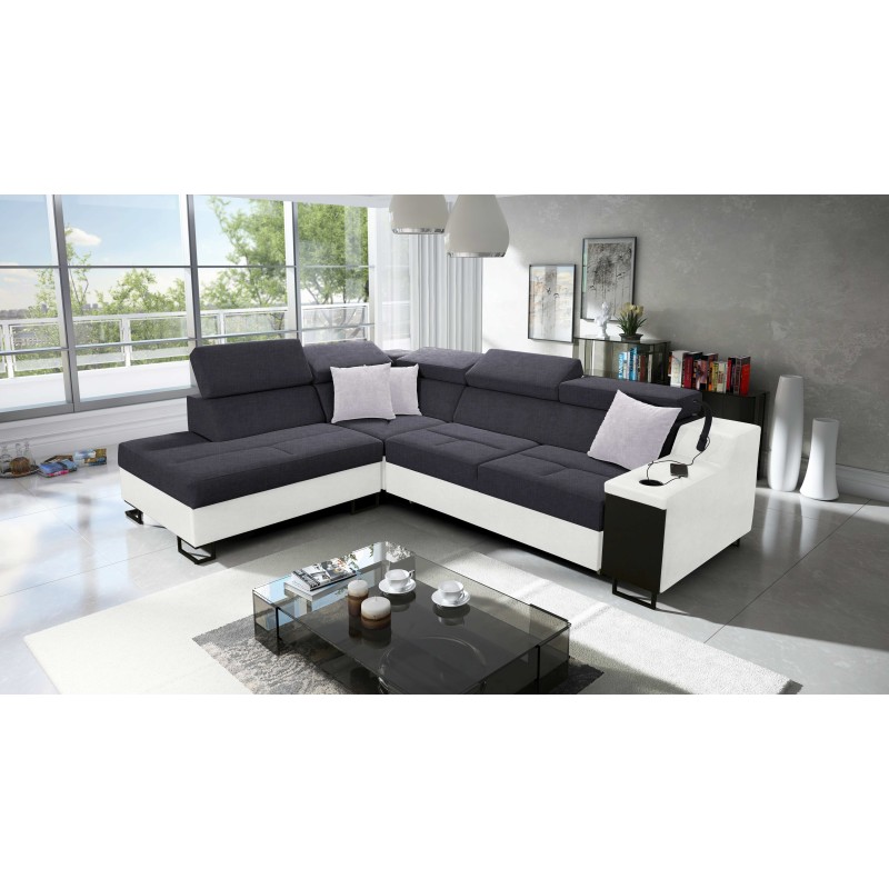 Avanti VII corner sofa with a sleeping function and a lamp with a USB port, Sawana 96 fabric + Eco-leather Avanti VII corner sofa with a sleeping function and a lamp with a USB port, Sawana 96 fabric + Eco-leather