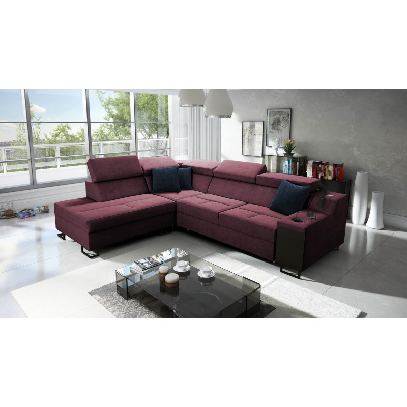 Avanti VII corner sofa with sleeping function and lamp with USB port, fabric Sawana 14 Avanti VII corner sofa with sleeping function and lamp with USB port, fabric Sawana 14