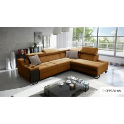 Avanti VII corner sofa with a sleeping function and a lamp with a USB port, fabric Whisper 9