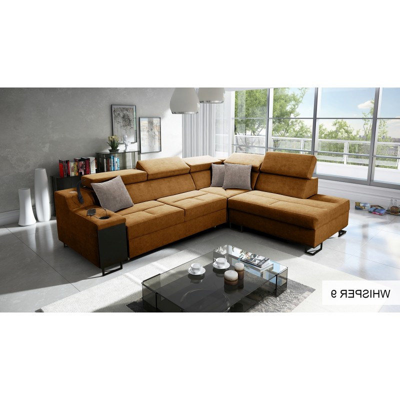 Avanti VII corner sofa with a sleeping function and a lamp with a USB port, fabric Whisper 9 Avanti VII corner sofa with a sleeping function and a lamp with a USB port, fabric Whisper 9