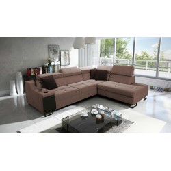 Avanti VII corner sofa with a sleeping function and a lamp with a USB port, fabric Sawana 25