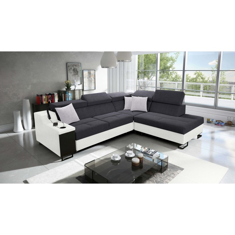 Avanti VII corner sofa with a sleeping function and a lamp with a USB port, Sawana 96 fabric + Eco-leather Avanti VII corner sofa with a sleeping function and a lamp with a USB port, Sawana 96 fabric + Eco-leather