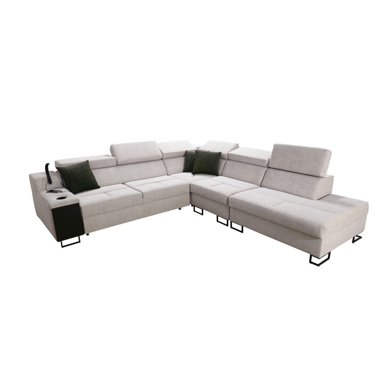 Avanti IX corner sofa with a sleeping function and a lamp with a USB port in Whisper 16 fabric Avanti IX corner sofa with a sleeping function and a lamp with a USB port in Whisper 16 fabric
