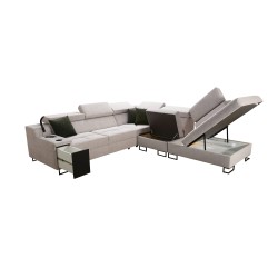 Avanti IX corner sofa with a sleeping function and a lamp with a USB port in Whisper 16 fabric Avanti IX corner sofa with a sleeping function and a lamp with a USB port in Whisper 16 fabric