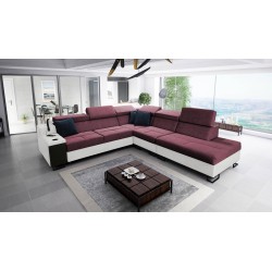 Avanti IX corner sofa with a sleeping function and a lamp with a USB port, fabric Sawana 14
