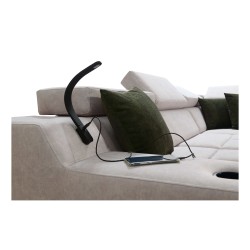 Narożnik Avanti IX z funkcją spania oraz lampką z portem usb tkanina Whisper 9 + Ecoskóra czarna Narożnik Avanti IX z funkcją spania oraz lampką z portem usb tkanina Whisper 9 + Ecoskóra czarna