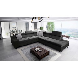 Avanti IX corner sofa with a sleeping function and a lamp with a USB port, fabric Whisper 9