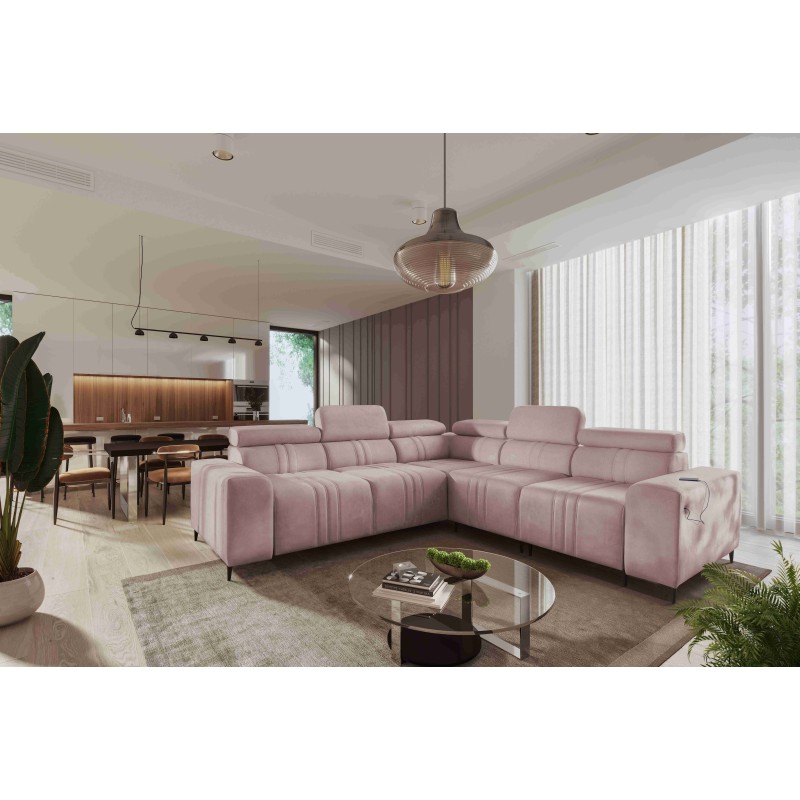 Verona III corner sofa with sleeping function in Velvet fabric, Vena 10 – elegance and functionality in one piece of furniture Verona III corner sofa with sleeping function in Velvet fabric, Vena 10 – elegance and functionality in one piece of furniture