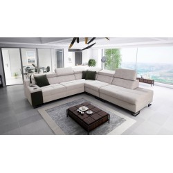 Avanti IX corner sofa with a sleeping function and a lamp with a USB port, fabric Sawana 25