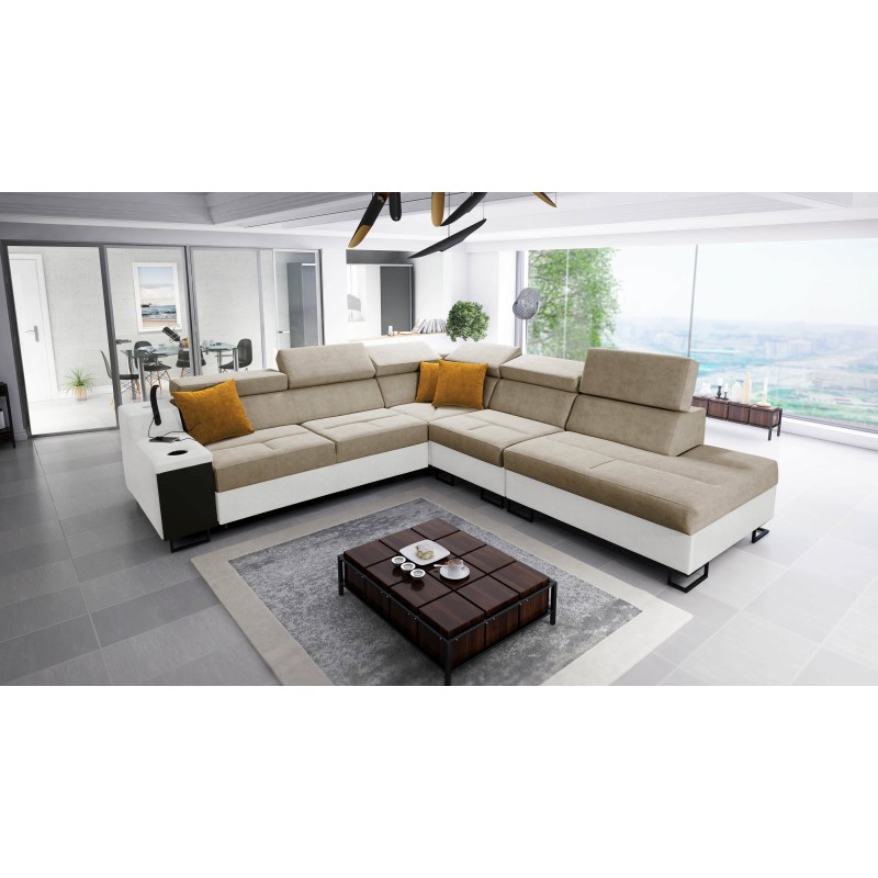 Avanti IX corner sofa with a sleeping function and a lamp with a USB port, fabric Sawana 96 Avanti IX corner sofa with a sleeping function and a lamp with a USB port, fabric Sawana 96