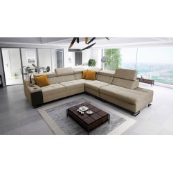 Avanti IX corner sofa with a sleeping function and a lamp with a USB port, fabric Sawana 14