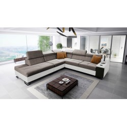 Avanti IX corner sofa with a sleeping function and a lamp with a USB port, fabric Sawana 96