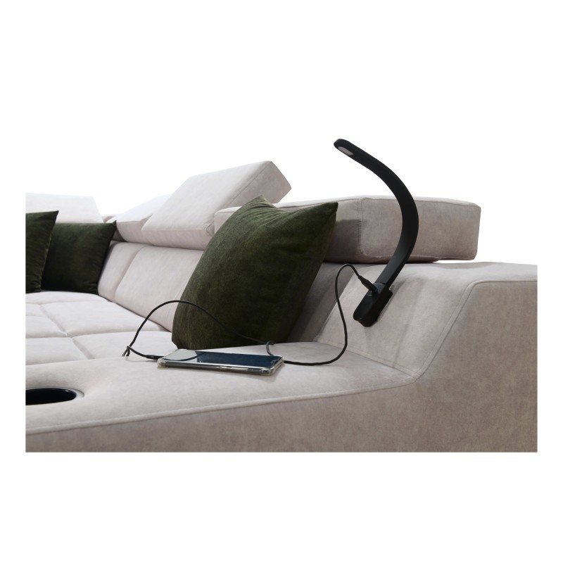 Narożnik Avanti IX z funkcją spania oraz lampką z portem usb tkanina Whisper 3 + Ecoskóra Narożnik Avanti IX z funkcją spania oraz lampką z portem usb tkanina Whisper 3 + Ecoskóra