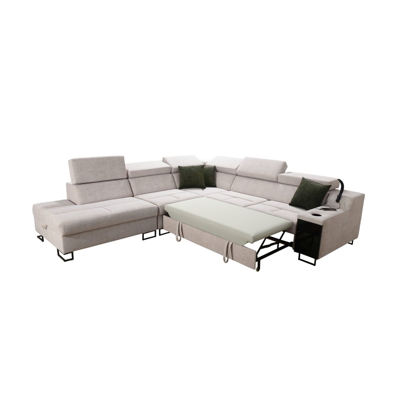 Avanti IX corner sofa with a sleeping function and a lamp with a USB port, fabric Whisper 3 Avanti IX corner sofa with a sleeping function and a lamp with a USB port, fabric Whisper 3