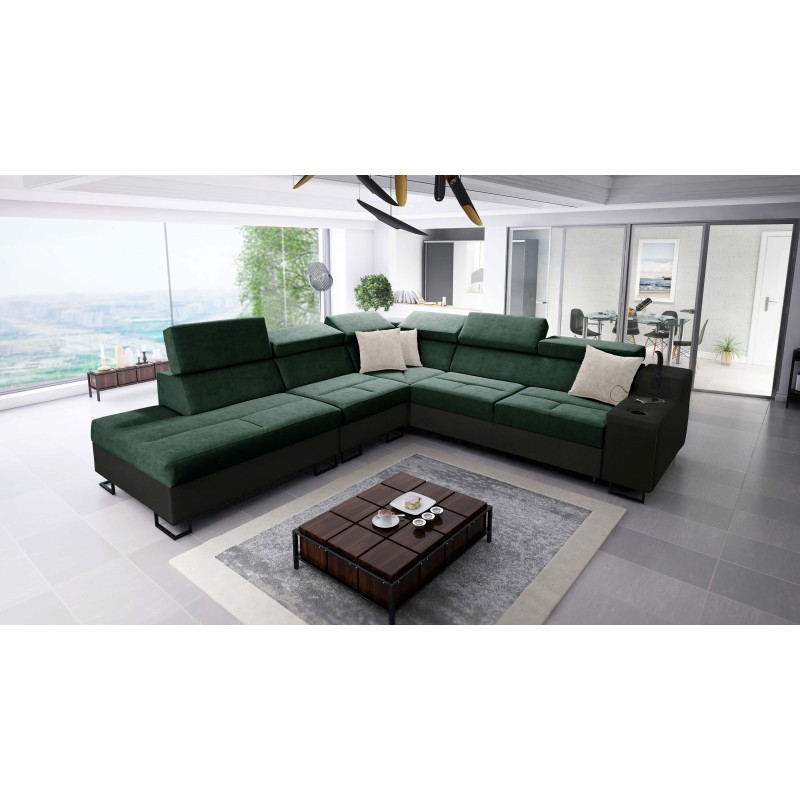 Avanti IX corner sofa with a sleeping function and a lamp with a USB port, Whisper 5 fabric Avanti IX corner sofa with a sleeping function and a lamp with a USB port, Whisper 5 fabric