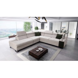 Avanti IX corner sofa with a sleeping function and a lamp with a USB port, fabric Sawana 25