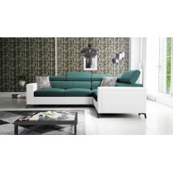 Arco II Corner Sofa with Sleeping Function - Velvet, Mono 238 + Eco-leather - A Perfect Combination of Style and Comfort