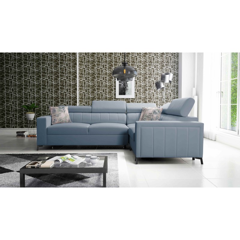 Arco II Corner Sofa with Sleeping Function - Velvet, Mono 239 - A Perfect Combination of Style and Comfort