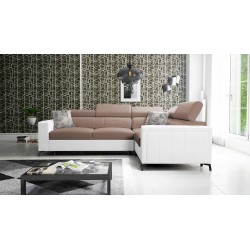 Arco II Corner Sofa with Sleeping Function - Woven Fabric, Sawana 25 + Eco-Leather - An Excellent Combination of Style and Comfo