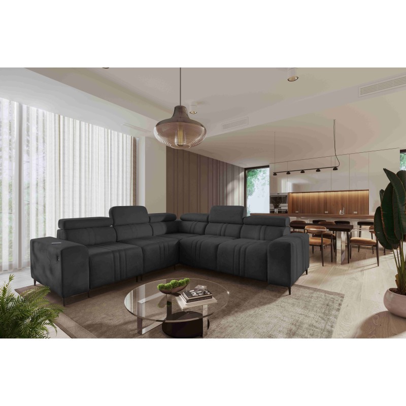 Verona III corner sofa with a sleeping function in Vena 20 velvet fabric – elegance and functionality in one piece of furniture Verona III corner sofa with a sleeping function in Vena 20 velvet fabric – elegance and functionality in one piece of furniture