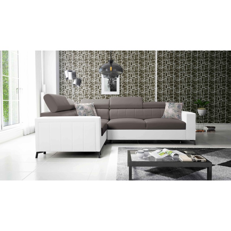 Arco II Corner Sofa with Sleeping Function - Velvet, Mono 234 + Eco-leather - A Perfect Combination of Style and Comfort