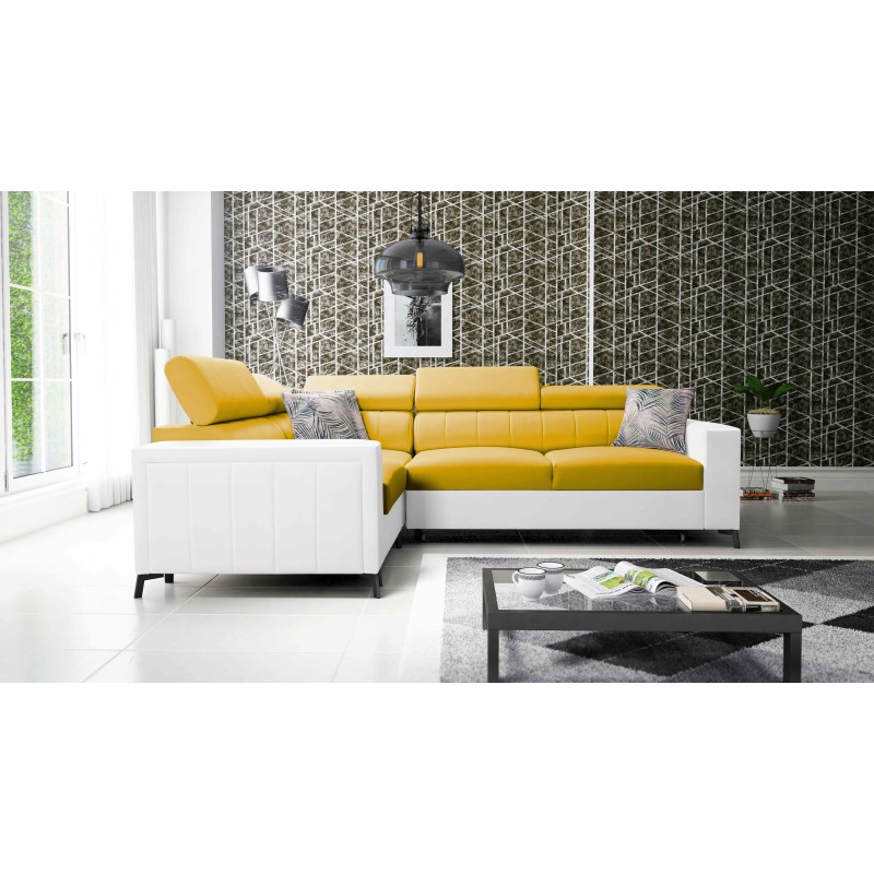 Arco II corner sofa with sleeping function - Velvet, Mono 236 + Eco-leather - An excellent combination of style and comfort
